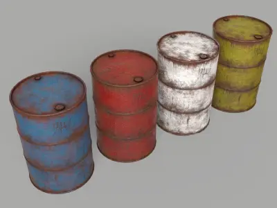 Oil Barrel Drum Metal Rusty Free low-poly 3D model