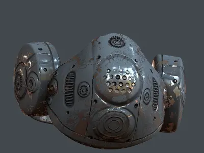 Gas mask helmet 3d model scifi Low-poly Low-poly 3D model 18