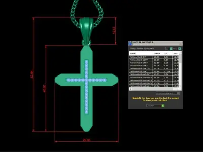 High Cross Pendant Light Gold 18K 4CP014 3D print model