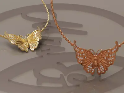 Butterfly pendant 3D print model 2