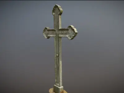 Scanned photorealistic light rusty iron cast cross Low-poly 3D model