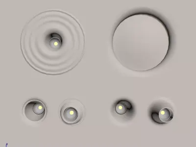 Minimalist Ripple and Round Ceiling Light Set 3D model