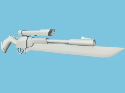 Sniper Gunblade 08 Blue Cartoon - Character SciFi Design Low-poly 3D model