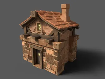 Stylized Cartoony Medieval House Low-poly 3D model