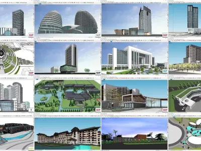Collection 32 Sketchup Hotel models  3D Model Pack
