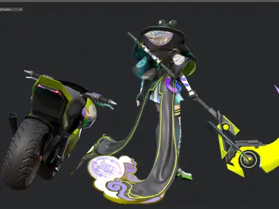 Motorcycle girl Low-poly 3D model