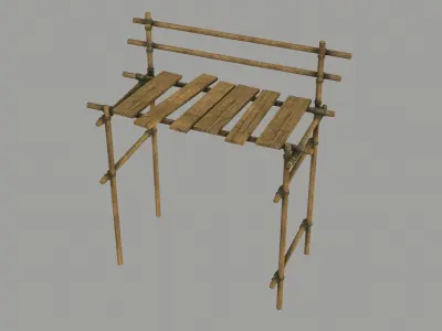 Modular Wooden Scaffold PBR Low-poly 3D model