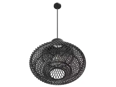 Pasadena Rattan Ceiling Tulip Skirt Black Lamp 3D model
