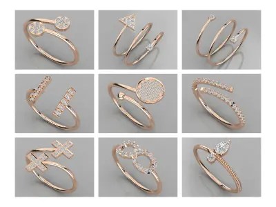 297 light weight ladies rings stl 3D print model