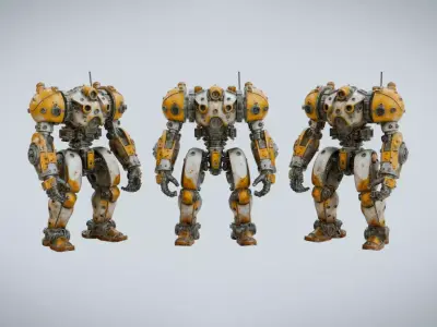 Desert Scout Robot Rigged and Animated Low-poly 3D model