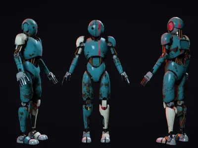 Cartoon Character Robot Low-poly 3D model 3