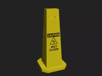Wet Floor Sign Low-poly 3D model