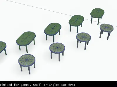 Garden Plastic Table Green - 3 Versions Low-poly 3D model