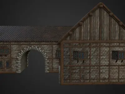 Medieval house Low-poly 3D model
