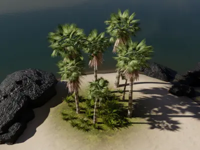 Small Island Scene Low-poly 3D model