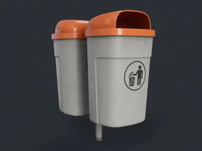 Street Trash Can 37 PBR Game Ready Low-poly 3D model