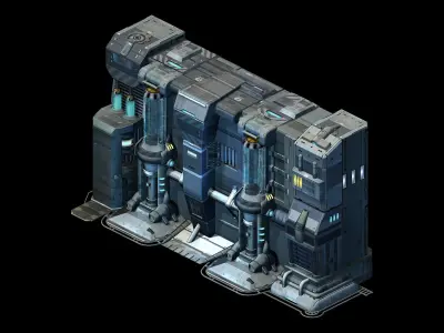 Sci Fi Building-connecting wall 02 3D model