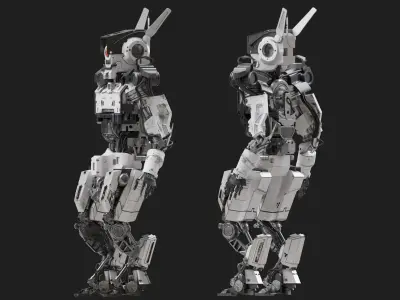Robot two robots Low-poly 3D model