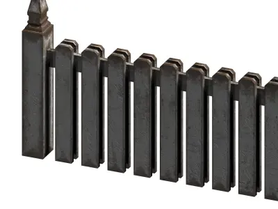 Wooden white fence Low-poly 3D model