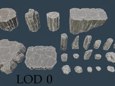 Stylised Rocks Low-poly 3D model