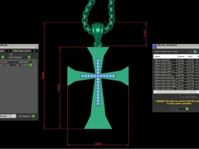 High Cross Pendant Light Gold 18K 3CP079 3D model