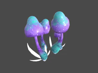 Fantasy Mushroom D06 Purple Blue - Scene Backdrop Design Low-poly 3D model