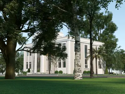 Classic villa corona with 3d grass 3D model