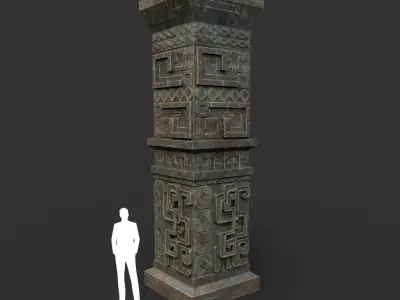 Low poly Mayan Inca Aztec Column Modular Pack Mossy 210616 Low-poly 3D model