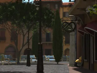 Southern Europe Mediterranean Town  Summer Low-poly 3D model