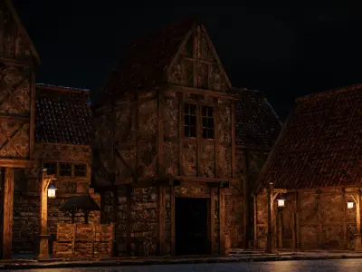 OLD MEDIEVAL PROPS ASSET AND GROUND TILEABLE Low-poly 3D model