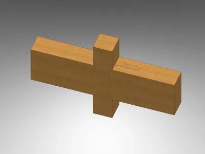 Sao Tsugi - 3 elements - Classical Japanese Wood Joint  Free 3D model
