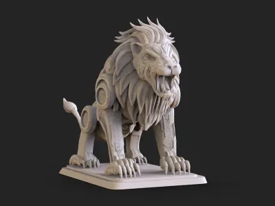 Sci fi Lion Statue 3D print model
