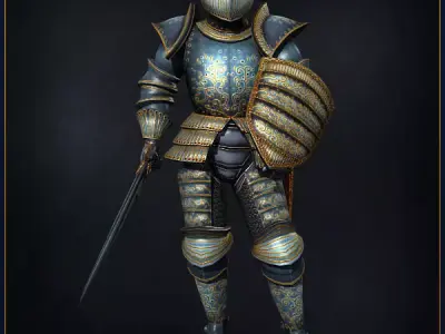 Heavy Armored Knight Light Version Low-poly 3D model