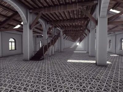 Detailed Building  Exterior 3Dsmax - Revit Low-poly 3D model