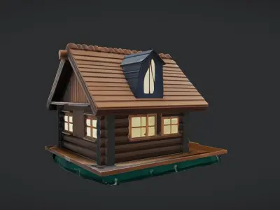 small wooden cabin 3D model
