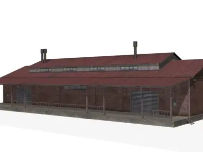 brick warehouse Low-poly 3D model