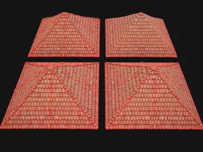 Medieval Tile Pyramid Roof  Low-poly 3D model