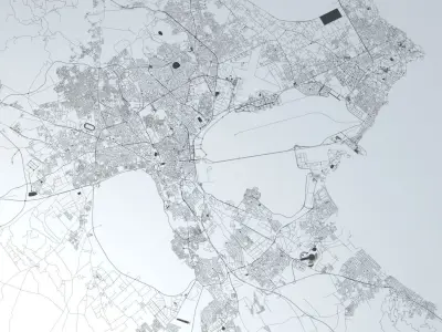 Tunis Road Network and Streets 3D model