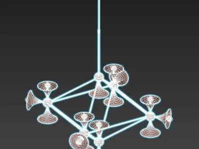 diamond modern brass chandelier with five lights 3D model