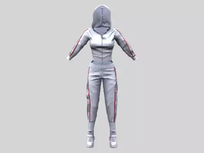 Female Hip-Hop Sports Outfit Low-poly 3D model