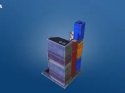 Low Poly Sci-Fi Building 6 - Plaza - Pixel City 3D Asset Pack Low-poly 3D model