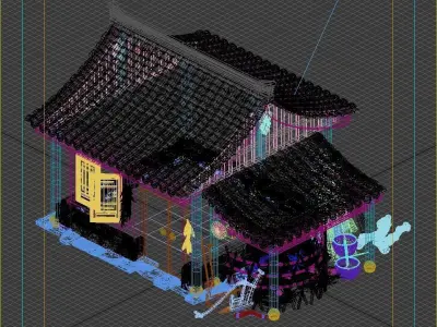 Ancient and Old Buildings in Asia 3D model