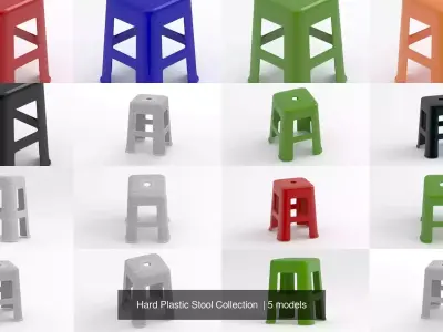 Hard Plastic Stool Collection  3D Model Pack