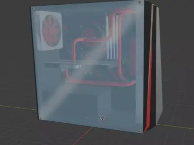 Watercooled gaming PC  Low-poly 3D model