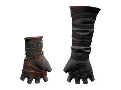 Medieval Female Warrior Gloves Low-poly 3D model