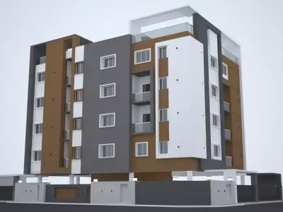 RESIDENTIAL BUILDING WITH FOUR FLOORS 3D model