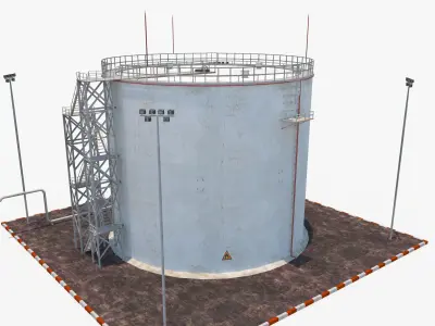 Oil Tank - Refinery Low-poly 3D model