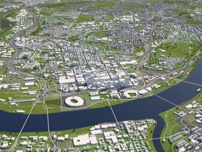 Cincinnati 50x50km 3D City Map 3D model