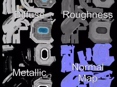 Futuristic Steel Door model pack Low-poly 3D model