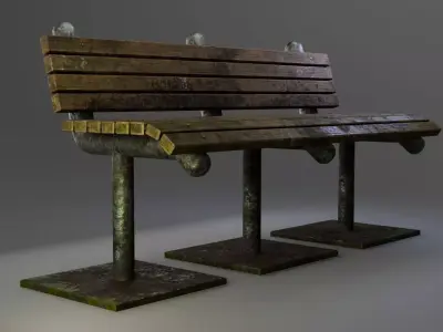 Old Rusty Metal Bench GameReady Low Poly PBR Asset Low-poly 3D model